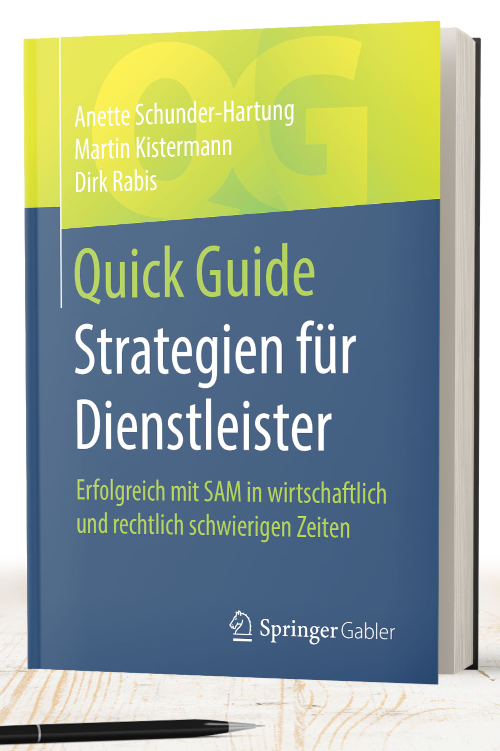 Das Buch Strategien für Dienstleister - Erfolgreicher mit SAM in wirtschaftlich und rechtlich schwierigen Zeiten. Cover-Design 4a Dirk Rabis